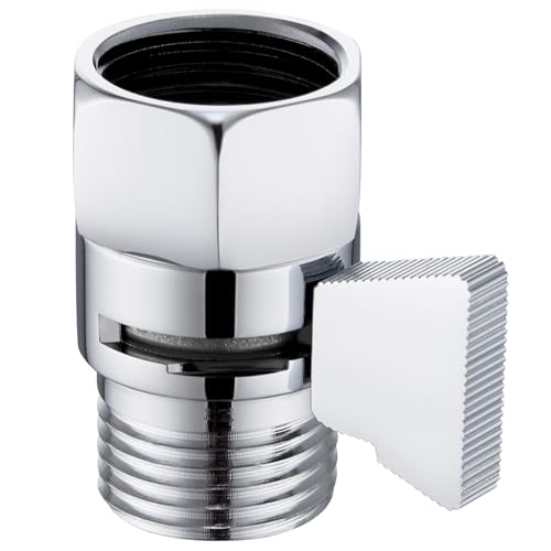 Angle Simple Shower Shut Off Valve, Water Flow Pressure Restrictor, Chrome | Solid Brass Flow Control Reducer for Handheld Shower Head, G 1/2 Water Volume Saver Regulator Valve for Bidet Sprayer - color: Chrome