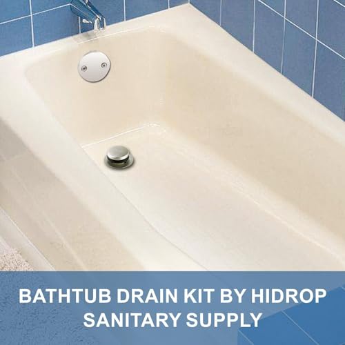HIDROP Brushed Nickel Tip Toe Tub Drain Trim Set, 2-Hole Overflow Faceplate | 304 Stainless Steel and Brass, Universal Fine/Coarse Thread fit 1-3/8" or 1-1/2" Tub Drain, Bathtub Replacement Drain Kit - color: Brushed, style: 2 Holes
