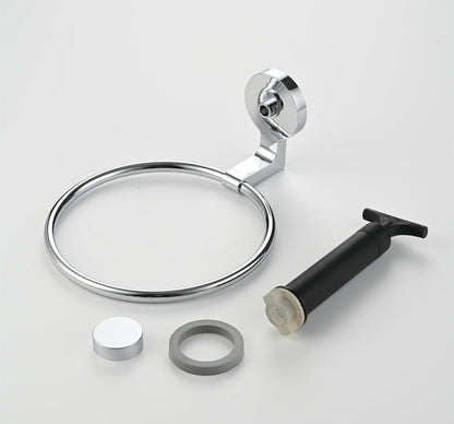 Suction Cup Hand Towel Holder for Bathroom, Silver | Stainless Steel, Wall Mounted, No Drilling, Removable Hand Towel Ring for Bathroom, Kitchen