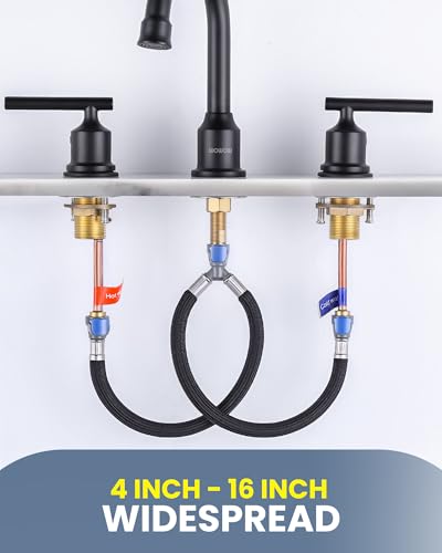 WOWOW Quick Connect Hose Hot and Cold Supply Hoses for Bathroom Faucet - size: 12 Inch