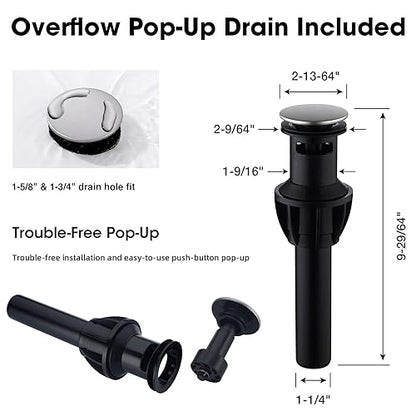 TRUSTMI Bathroom Faucet 3 Hole 4 Inch Centerset Sink Faucet with Overflow Pop Up Drain Assembly, 360 Degree Swivel Spout, Non-Rust Stainless Steel, Brushed Nickel - color: Brushed Nickel