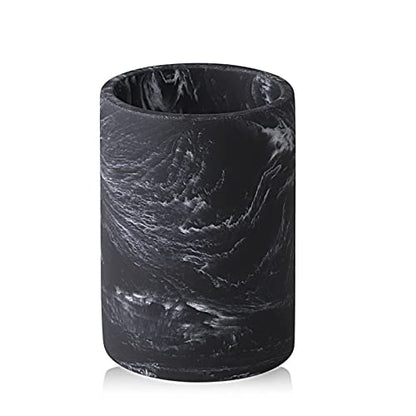 Toothbrush Holder for Bathroom Marble Look, Electric Toothbrush and Toothpaste Holder, Organizer Makeup Brush and Razor, Black Marble Look Toothbrush Cup - color: 3. Round Black Marble