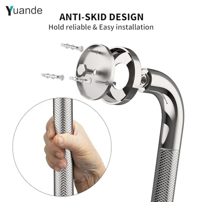 24 Inch Anti Slip Shower Grab Bar,YuanDe Chrome Bath Grab Bar | Stainless Steel Knurled Bathroom Safety Rail, Shower Handrail Support, Handicap Elderly Balance Assist Handles-1.25" Diameter - color: Chrome, size: 24inch-1 Pack