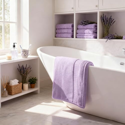 COZYART Bath Towel Set 6 PCS, Luxury Lavender 100% Turkish Cotton 650GSM | Soft Absorbent Quick Dry, OEKO‑Tex 100 Cert. Zero Twist Ring Spun Cotton, Plush Fluffy, Breathable Hotel Quality Towels Set - color: Lavender