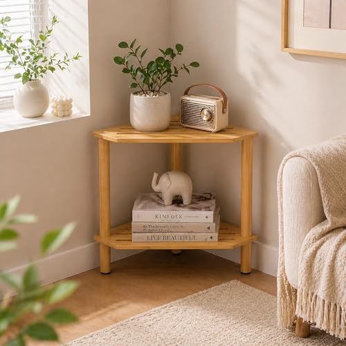 Corner Shower Stool, Shower Foot Rest For Shaving Legs, Bamboo Shower Bench | Double-Layer Waterproof And Stable Shower Stool With Storage Function, Suitable For Bathroom, Living Room, And Bedroom