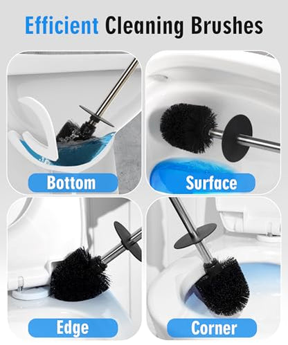 Ceramic Toilet Brush and Holder Set, Toilet Bowl Cleaner Brush | Freestanding Deep-Cleaning, Stainless Steel Handle, Small & Sturdy for Storage, Easy to Clean, Non-Scratching - color: Sand