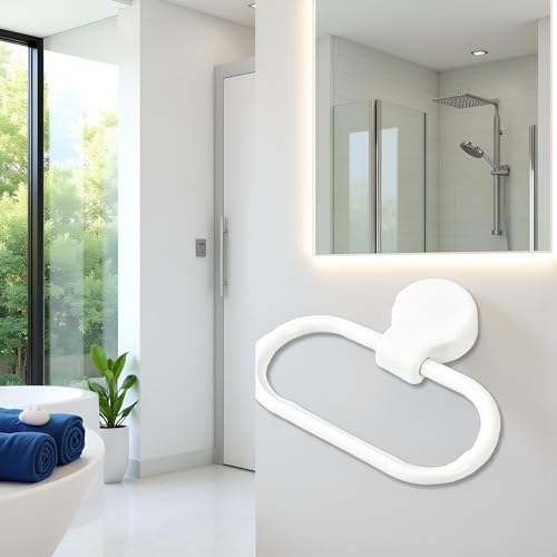 White Towel Ring Towel Rack Hand Holder for Bathroom Self Adhesive Non Punching Adhesive Towel Ring Kitchen Cloth Hanger Bath Towel Bars