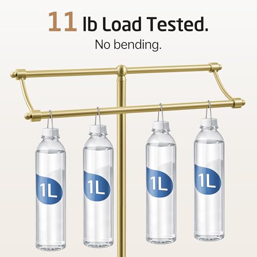 KES Gold Standing Towel Racks for Bathroom with 3X Thicker Weighted Natural Marble Base, 2-Tier Rustproof Free Standing Towel Rack Stand, 18/8 Stainless Steel, Antique Brushed Gold, BTH241-BZ - color: Brushed Gold