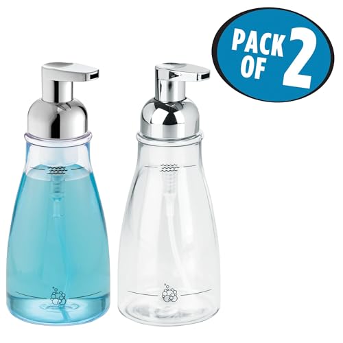 iDesign Refillable Foaming Dispenser for Kitchen or Bathroom Vanity-Set of 2-Clear/Chrome soap Pump - color: Clear/Chrome, style: Pack of 2