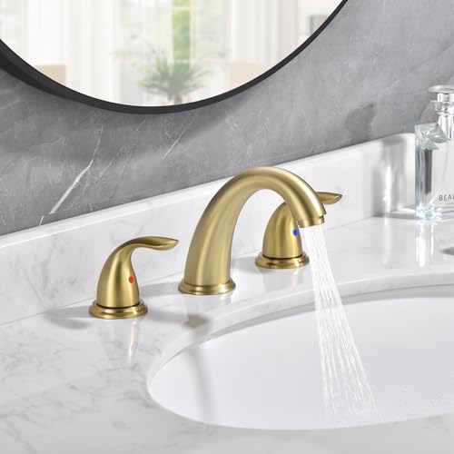 sumerain 8 Inch Widespread Bathroom Faucet 3 Hole 2 Handle Bath Faucet Brushed Gold - color: Brushed Gold