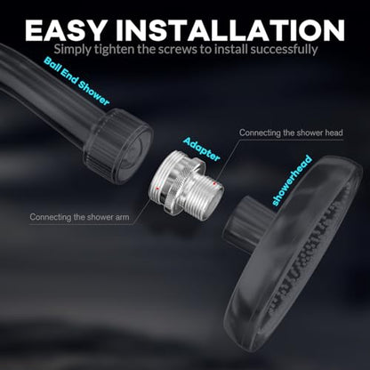 Ball End Shower Arm Adapter 1/2 Inch Male Pipe Thread Old Style Head Convert to fit standard shower head 14UN 16UN is Suitable for Most Old-Fashioned Ball Head Shower Arms (3PCS)