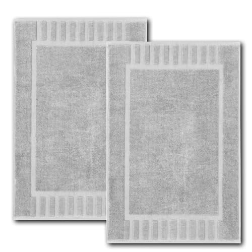 White Classic Luxury Bath Mat Floor Towel Set - Absorbent Cotton Hotel Spa Shower/Bathtub Mats [Not a Bathroom Rug] 22"x34" | 2 Pack | Dolphin Grey - color: Dolphin Grey