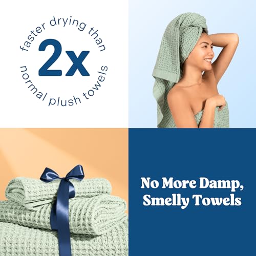 ONSEN Supima® Waffle Hand Towels, Quick Dry Lint Free 100% USA Cotton, Lightweight Absorbent Hand Towel Set, 16x30 in (Sage Green, Hand Towel 2-Pack) - color: Sage Green, size: Hand Towel 2-Pack