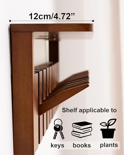 Wooden Coat Rack Wall Mount with Shelf, Heavy Duty Entryway Organizer with 4 Hooks,Coat Hooks Hanger for Coats, Hats, Bags & Towels, Walnut Wall Hanger for Hallway, Bedroom, Kitchen (4 Hooks) - size: 4 Hooks