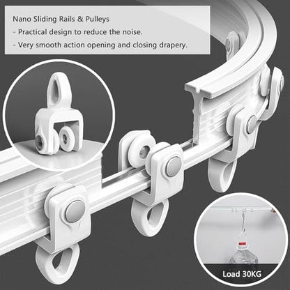 Flexible Curtain Track Cuttable, Bendable Curved Curtain Rails for Bay Window, Room Divider, RV-Shower, Wall/Ceiling Mount White Curtain Track System(Ceiling Mount,1m/3.3ft) - color: Ceiling Mount, size: 1m/3.3ft