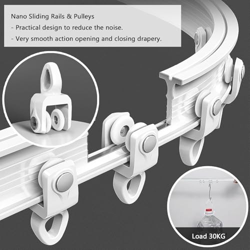 Flexible Curtain Track Cuttable, Bendable Curved Curtain Rails for Bay Window, Room Divider, RV-Shower, Wall/Ceiling Mount White Curtain Track System(Ceiling Mount,3.0m/9.8ft) - color: Ceiling Mount, size: 3.0m/9.8ft