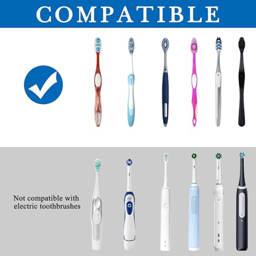 Linkidea 6 Slots Toothbrush Holder with Dustproof Cover & Toothpaste Clip, Plastic Self-Adhesive Brush Hanger for Shower, Compatible with Oral-B/Colgate Manual Toothbrush