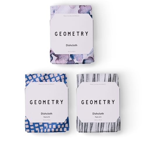GEOMETRY Kitchen Dish Cloths - Quick Dry Dishcloths for Kitchen - Premium Dish Rags with Geoweave - 3-Pieces Tiny Petals - color: Linen Breeze, style: Dishcloth