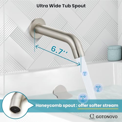 gotonovo Tub Shower Faucet Set with Valve,Brushed Nickel,Straight Handheld | 10” Rain Shower Head with Handheld Trim Kit,Luxury Shower System with Tub Spout,All Metal,Bathroom Wall Mounted 3 Function - color: Nickel