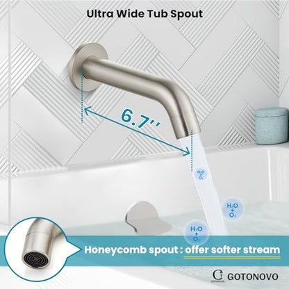 gotonovo Tub Shower Faucet Set with Valve,Brushed Nickel,Straight Handheld | 10” Rain Shower Head with Handheld Trim Kit,Luxury Shower System with Tub Spout,All Metal,Bathroom Wall Mounted 3 Function - color: Nickel