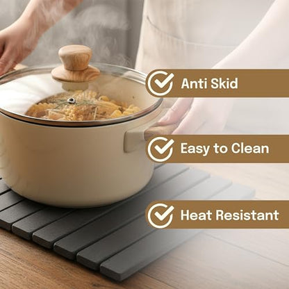 Stone Dish Drying Mat, 24 x 16 Inch Absorbent Diatomite Countertop Mat for Dishes, Cups, Bottles, Coffee Bar and Sink Area, Gray