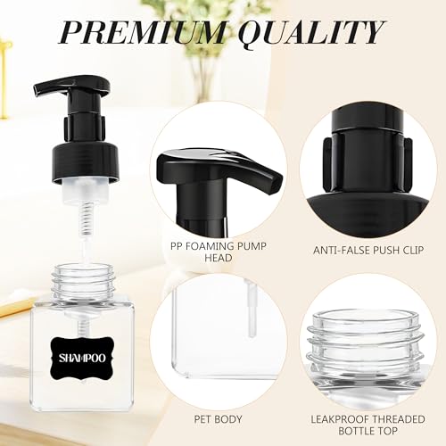 8.5 oz Foaming Soap Dispenser Plastic Foaming Pump Bottle, Refillable Dispenser with Plastic Pump, Empty Hand Bottles for Liquid Soap, Shampoo, Bathroom,Hotel,Restaurant (60, Transparent) - color: Transparent, size: 60