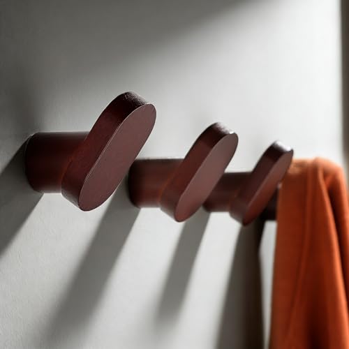 DELITON Foot Shape Wall Hooks, 4 Pack Beech Wood with PU Coating, Decorative & Functional for Entryway & Bathroom - color: Black Walnut Color