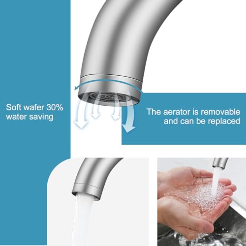 Bathroom Faucet 1 Hole, Brushed Nickel Vanity Faucet,Single Handle | for 1 Hole or 3 Hole Bathroom Sink, RV, Vanity,with Deck and Pop-up Drain Easy to Clean - color: Brushed Nickel