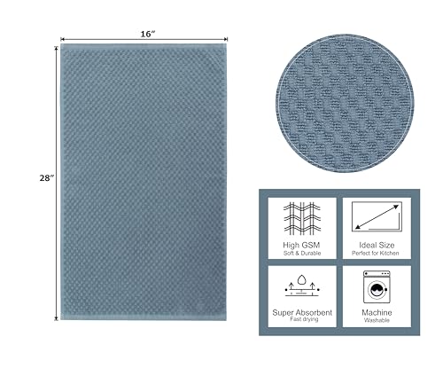 COTTON CRAFT Amazing Kitchen Towels - 8 Pack 100% Cotton Waffle Terry Towel | Blue - 16x28 inch Euro Café Waffle Weave Dish Towels - Soft Absorbent Quick Dry Low Lint Reusable Pantry Bar Cleaning Cloth - color: Blue, size: 8 Pack