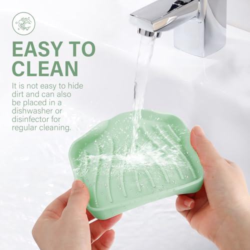 2PCS Self Draining Soap Holder,Spofit Silicone Soap Dish, Suitable for for Kitchen, Bathroom, Shower, Bath Tub,Soap Container (Light Green) - color: Light Green