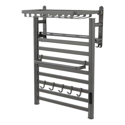 Towel Warmer Rack, Wall Mounted Electric Heated Towel Rack for Bathroom, 8 Bars Aluminum Towel Warmers, with Intelligent Touch Screen, Temperature Control & Timer (Dark Grey)