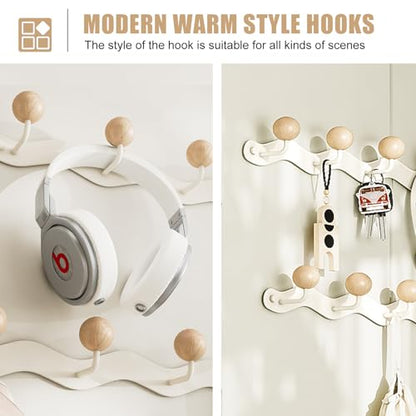 Coat Hooks for Wall, Key Holder Wall Mount, Coat Rack Wall Mount, Wall Hooks for Coats, Hooks for Hanging Hat Towel Purse Robes Mudroom Bathroom Entryway, Beige - color: White-Wall