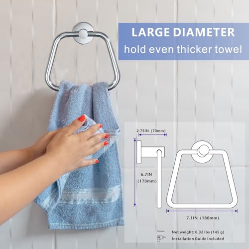 Bath Towel Ring, Bathroom Hardware Towel Holder, Chrome Towel Ring for Bathroom, Modern Trapezoid Wall Mounted Towel Hanger, 304 Stainless Steel (Chrome) - color: Chrome
