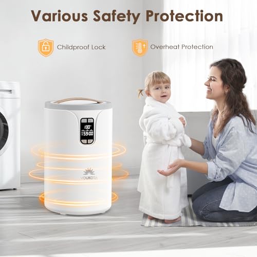 Towel Warmer, 20L Towel Warmers for Bathroom with LED Display for Time and Temperature, Bucket-Style Warmer with Delay Timer 0.5-24H, Heating Time 30/60/90 Mins, Child Lock