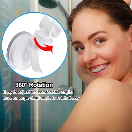 Adjustable Shower Head Holder,Suction Cup Wall Mount, ABS Plastic | Removable Handheld Shower Head Bracket,360 Swivel,Easy Install,Fits Most Shower Heads,Suitable for Smooth Surfaces,White - style: Adjustable, White