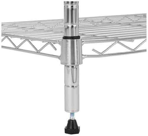 Amazon Basics 5-Shelf Tower Adjustable Storage Shelving Unit, Chrome, 16" x 16" x 54", 150 lbs Per Shelf | Tower - color: Chrome, size: 16"L x 16" W x 54"H, style: 5 -Shelf