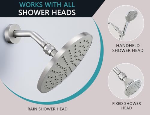 Shower Head Swivel Ball Adapter, Solid Brass Universal Angle Connector | Solid Brass, No Flow Restrictor, G1/2 Universal Fit, Adjustable Angle, Handheld/ Fixed/Rain Showerheads, Brushed Nickel - color: Brushed Nickel