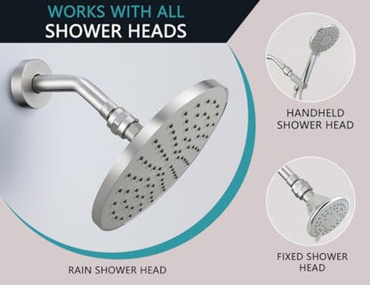 Shower Head Swivel Ball Adapter, Solid Brass Universal Angle Connector | Solid Brass, No Flow Restrictor, G1/2 Universal Fit, Adjustable Angle, Handheld/ Fixed/Rain Showerheads, Brushed Nickel - color: Brushed Nickel