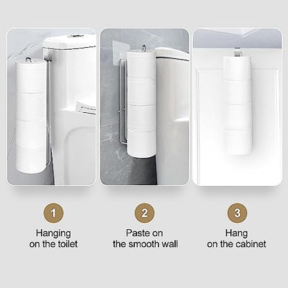 Over the Tank Toilet Paper Holder 1pcs | Bathroom Toilet Tissue Paper Roll Storage Wall Mount Brushed Nickel Metal Hanging Adhesive Toilet Paper Organizer Dispenser - color: C:hold 4 Rolls Tissue(1pcs)
