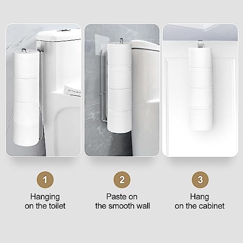 2Pcs Over The Tank Toilet Paper Holder for 4 Roll Tissue，Bathroom Toilet Paper Roll Storage Holder Wall Mount Brushed Nickel,Metal Hanging Toilet Paper Holder Dispenser,Organizer | Bathroom Toilet Paper Roll Storage Holder Wall Mount Brushed Nickel,Metal