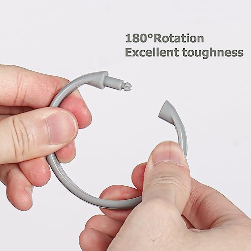 Grey Shower Curtain Hooks Rings, 12 Pcs Circular Plastic Shower Curtain Rings for Bathroom, Plastic Shower Curtain Hooks for Shower Curtain Rod, Shower Hooks Rings for Shower Curtain - color: Grey