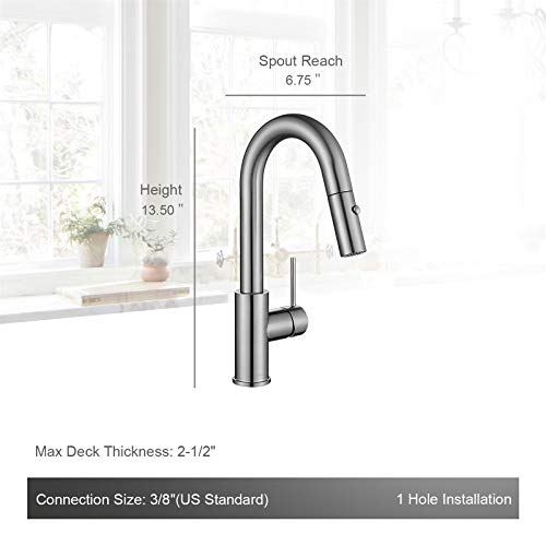 AS59BN Brushed Nickel Bar Faucet or Prep Kitchen Sink Faucet with Pull Down Sprayer and Single Handle - color: Brushed Nickel, style: Classic