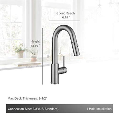 AS59BN Brushed Nickel Bar Faucet or Prep Kitchen Sink Faucet with Pull Down Sprayer and Single Handle - color: Brushed Nickel, style: Classic