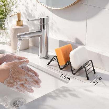 Stainless Steel Soap Dish Self Draining Bar Soap Holder, Black | Reversible Design Fits 2-3 Bars, Rustproof, Easy to Clean, Space Saving, Non Slip, for Bathroom, Shower, Kitchen - color: Black, size: 5.8" x 2.5"(no tray)