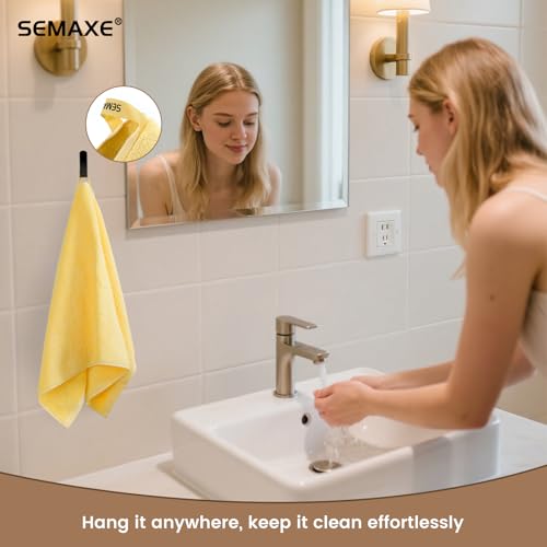 4-Pack Yellow Cotton Hand Towels for Bathroom with Hanging Loops | Sink-side towels for drying hands and face, ideal for bathrooms, guest baths, powder rooms, OEKO-TEX certified, easy care - color: A01: Yellow