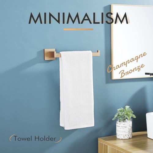 KOKOSIRI Towel Bar for Bathroom Wall Mount 9'' Hand Towel Holder T-304 Stainless Steel Bath Kitchen Accessories, Champagne Bronze B3003CPG - color: Champagne Bronze