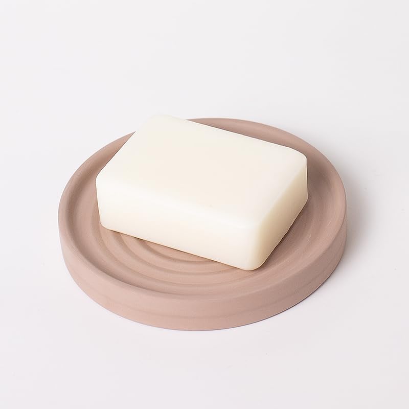 Home Bathroom Kitchen Use Diatomite Round Tray Ceramic Fast Dry Soap Holder (Brown) - color: Brown