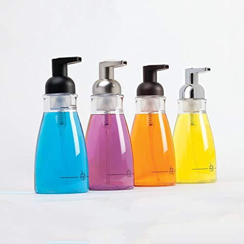 iDesign Foaming Soap Dispenser, Clear and Brushed Nickel | For Kitchen, Bathroom, Sink, Vanity - color: Clear/Brushed Nickel, style: Pack of 1