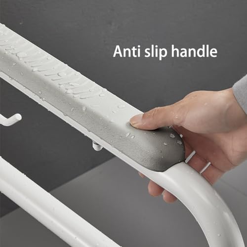 27.6 INCH Stainless Toilet Safety Rails, Disabled Flip-Up Bathroom Grab Bar with Paper Holder, Toilet Handrails Hand Grips Handle Shower Assist Aid, Handicap Grab Bars for Elderly(Gray:Gray) - color: Gray