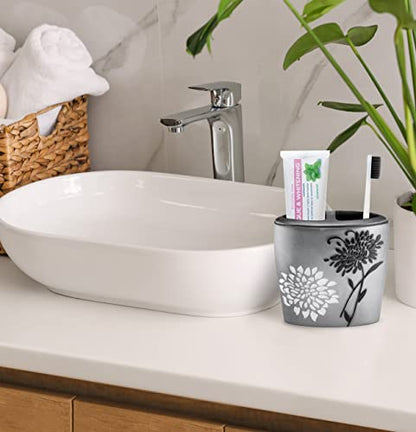 Zahari Home 4pc Erica Bathroom Accessories Sets Modern Classic Soap Dispenser, Tumbler, Tooth Brush Holder and Soap Dish Holder Unique Design Grey Bathroom Set - color: Erica, style: 4 Piece Set